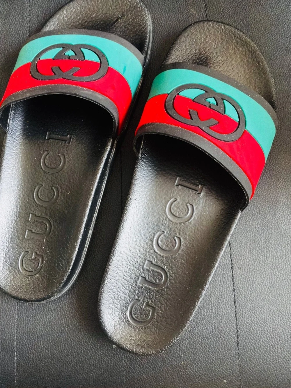 Gucci Black Interlocking G Slip-On Sandals
